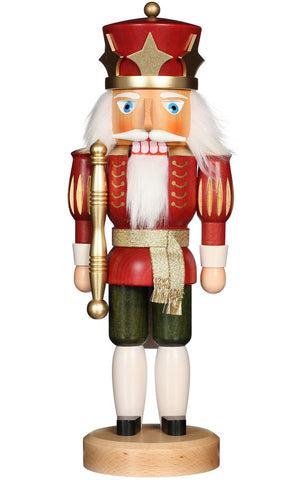 German Nutcracker: Large King in Red, Glazed Woods