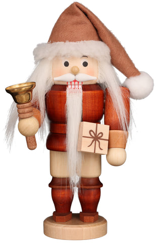 German Nutcracker: Small Santa with Bell, Natural Finish