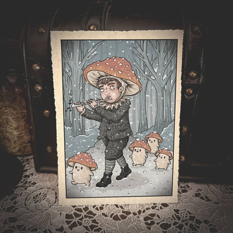Midnight Conjurer Art Print: Mushroom Pied Pipe