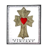 Mexican Tin Cross Ornament, with Heart