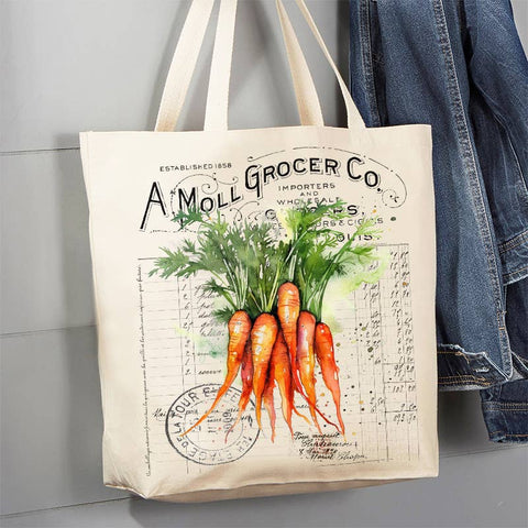 Canvas Tote Bag: Vintage Farmhouse Carrots