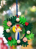 German Christmas Ornament: Christmas Wreath with Erzgebirge Angel & Miner