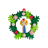 German Christmas Ornament: Christmas Wreath with Erzgebirge Angel & Miner