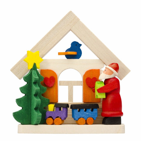 German Christmas Ornament: Santa with Tree & Train
