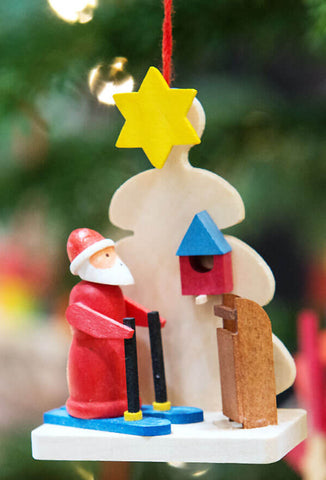 German Christmas Ornament: Santa & Christmas Tree Scenes