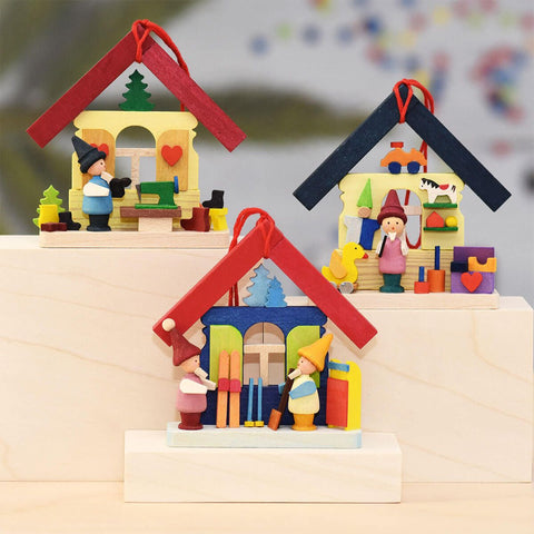 German Christmas Ornaments: Christmas Cottage Elves