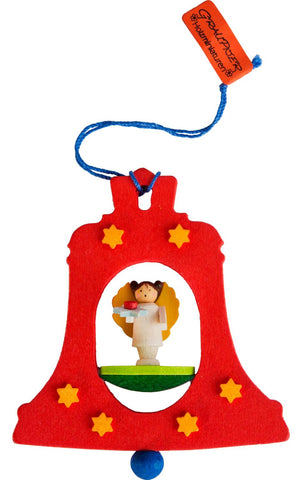 German Christmas Ornament: Bell with Miniature Angel