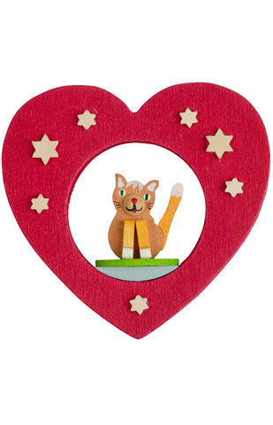 German Christmas Ornament: Cat in Heart