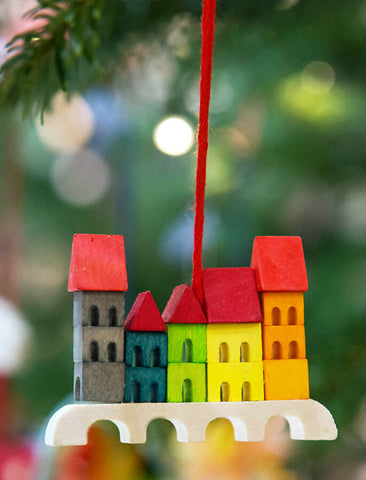 German Christmas Ornament: Bridge with Houses