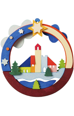 German Christmas Ornament: Circular Weihnachtsdorf (Christmas Village)