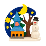 German Christmas Ornaments: Winter Arches with Snowman Scenes