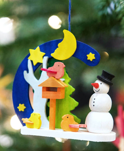 German Christmas Ornaments: Winter Arches with Snowman Scenes