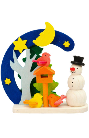German Christmas Ornament: Snowman with Birds