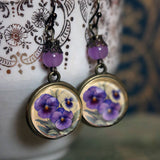 Spring Pansies Earrings, Handmade in Detroit