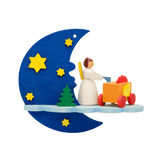 German Christmas Ornament: Moon & Cloud with Angels