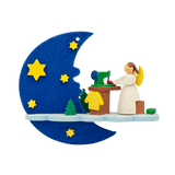 German Christmas Ornament: Moon & Cloud with Angels