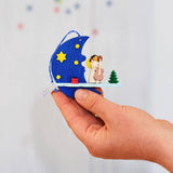German Christmas Ornament: Moon & Cloud with Angels