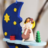 German Christmas Ornament: Moon & Cloud with Angels