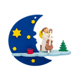 German Christmas Ornament: Moon & Cloud with Angels