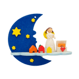 German Christmas Ornament: Moon & Cloud with Angels
