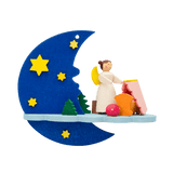 German Christmas Ornament: Moon & Cloud with Angels