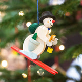German Christmas Ornament: Snowman on Skis