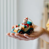 German Christmas Ornament: Old Time Automobile Santa
