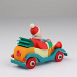 German Christmas Ornament: Old Time Automobile Santa