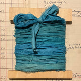 Silk Ribbon & Gift Card Set: Peacock Blue with Floral & Nature Tags