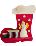German Christmas Ornaments: Christmas Stocking with Angel Scenes