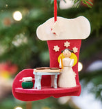 German Christmas Ornaments: Christmas Stocking with Angel Scenes