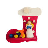 German Christmas Ornaments: Christmas Stocking with Angel Scenes
