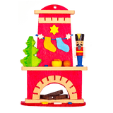 German Christmas Ornament: Fireplace with Nutcracker & Stockings