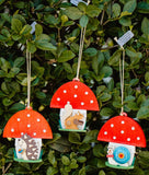 German Christmas Ornament: Toad Stool Mushroom with Animals