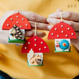 German Christmas Ornament: Toad Stool Mushroom with Animals