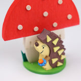 German Christmas Ornament: Toad Stool Mushroom with Animals