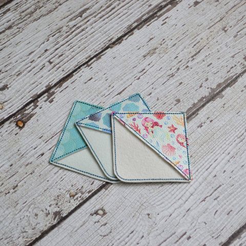 Corner Bookmark, Embroidered: Mermaids