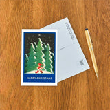 Postcard: Merry Christmas, Child Walking in Snow