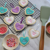 Felt Candy Heart Valentine Ornaments, Embroidered