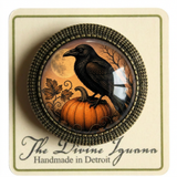Harvest Moon Raven Brooch, Handmade in Detroit