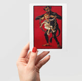 Krampus with Naughty Child, Vintage Christmas Notecard