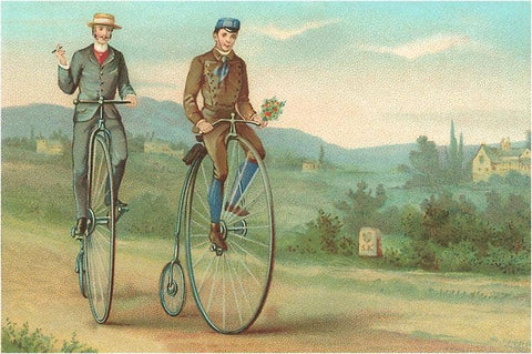 Postcard: Two Men on Penny Farthings