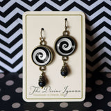 Black and White Spiral Earrings, Handmade in Detroit