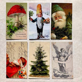 Silk Ribbon & Gift Card Set: Christmas Red Toadstool & Gnome Tags