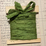 Silk Ribbon & Gift Card Set: Moss Green with Blackberry & Bird Tags