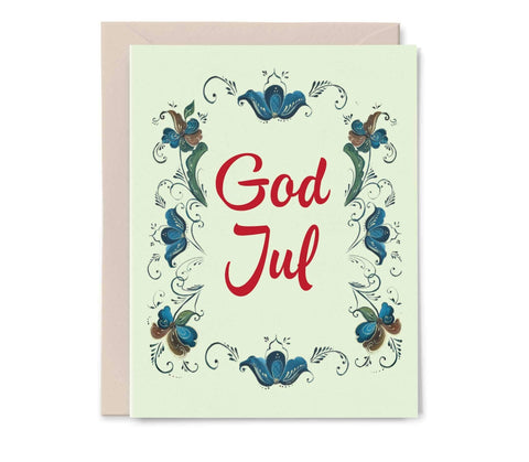 God Jul Card (Merry Christmas in Norwegian & in Swedish)