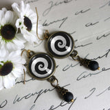 Black and White Spiral Earrings, Handmade in Detroit