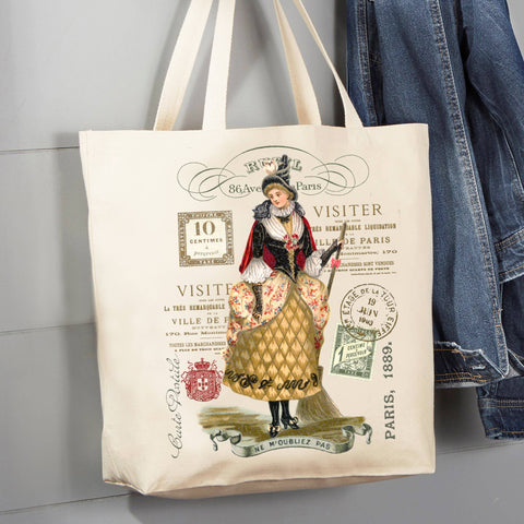 Canvas Tote Bag: Vintage Paris Witch