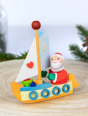 German Christmas Ornament: Sailboat Santa