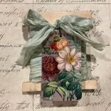 Silk Ribbon & Gift Card Set: Pale Blue with Floral & Nature Tags